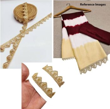 Chahat Lace Border Material Embroidery Rose Gold Zari C...
