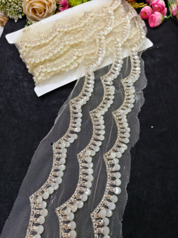 Handmade Jardoshi Work Saree Laces Border for Sarees & Dupattas ? 9 Meters, 1-Inch Embroidered Trim