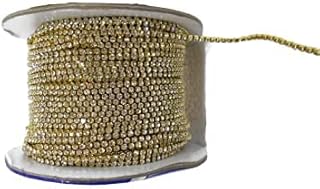 ALEVAN Metal Stone Chain Lace for Jewellery Making, Gold White (10 m) (2)