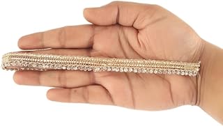 MS ZARIWALA Golden Jarkan Mirror Lace Border | Stylish Decorative Designer Zari Lace Trim for Sarees, Dresses, Lehengas, Dupattas, Blouses, Crafts and Home Decor (9 Meter)