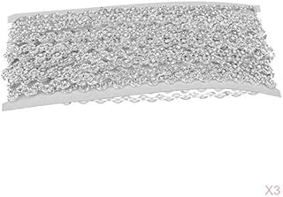 FABLOFT? 3 Pcs 10 Yards Silver Rhinestone Beaded Ribbon Chain Trim Wedding Decoration