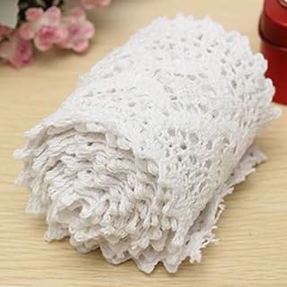 Bhavya Enterprises 2 Yard Long Vintage Cotton White Crochet Scallop Pattern Lace