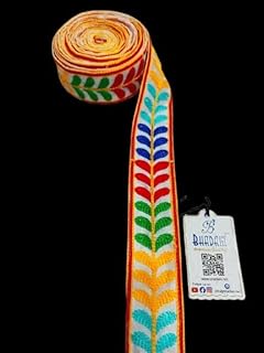 Urban Crafts CO. Embroidery Trim Laces & Borders Material, Border Lace for Saree Border, Kurta, Dupatta, Blouse, Gown, Lehenga & Neckline (9 Meters, 4.9 CM Wide)