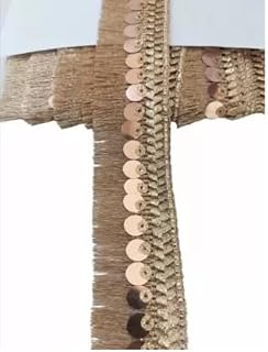 DIVARA - Sequence Mirror Hanging Lace Border and Material Tassel - (9 Meter) Tassel, Jhalar, Fringe for Dress,Saree, Lehenga, Dupatta, Bag, Craft Decorations Lace Reel (Pack of 1)
