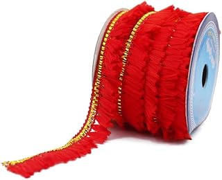 Craft Affair | Jhalar lace (16 Meter) Resham Thread Laces for Dresses, Sarees - Red