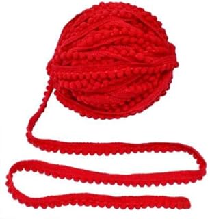 UKIYO | Pom Pom lace (25 Meter) Mini Bobble Ball Fringe Braid Lace Trimming for Craft Material, Cotton Dupatta, Suits, Lehenga, Saree, Blouses (red)