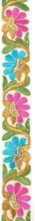 DaSync Sync Lace Border Materials Embroidered Embroidery Golden Sari Saree Blouse Dress Gown Decoration 9 Metre (Pink Blue)