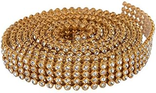 AM GOELX 4-Line Full Length 1.25 Meters Am Stone Lace for Bangles, Jewellery Decoration (Gold)