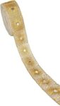 RN Creation Gorgeous Mirror Lace Border for Sarees, Dresses, and Home Decor - Perfect for Sewing and Adding Gota Patti and Zari Embellishments (Gold)