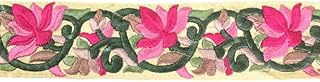 DaSync Pink and Green Floral Embroidered Laces and Borders for Dress/Wedding/Bridal DIY Sewing Decoration Crafts Transform Your Sarees, Blouses, Dupattas, and More (9 Meters)