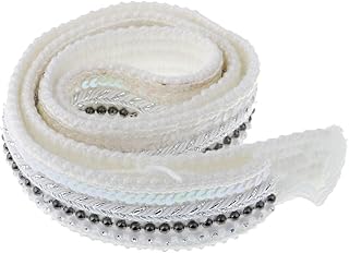 Loom Tree 1 Yard Crystal Beaded Chain Ribbon Lace Trim for Sewing Embellishment Silver