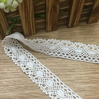 Bhavya Enterprises Vintage Cotton Crochet Lace Edge Trim White Ribbon Sewing Crafts Gift Package Supplies