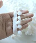 Premdas lace Black pom pom Trim, Black Bobble Trim, pom pom Trim for Clothing, Accessories, Home Decor, Retro Trim (9 Meter, White)