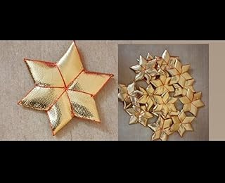 Vardhman (30 Pieces) Handcrafted Gota Patti Star Flower Butti Patches - Versatile Embellishments Patches for Ethnic Wear, Festive Dresses, Saree, Blouses, Suits, Kurtis, Dupatta Edging, Decorating Laddu Gopal Dresses & DIY Craft Projects | Easy-to-Apply (Golden)