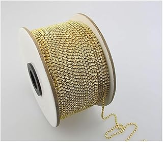 Prabhas Designs Crafts Jewellery Making Chain lace Gold/Rhinestone Cup Chain roll, Gold 2mm - Length 17 Meter (Diamond Stone Chain lace)