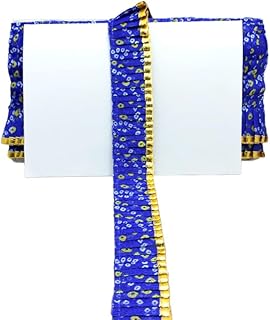 WOVEN LACE & BORDER 1 Line Bandhej Printed and Golden Gota Patti Exclusive Frill for Ladoo Gopal Poshak, Jhulas, Singhasan, Art & Craft | Size: 9 Yards - Royal Blue, 1.5 inch (40mm)