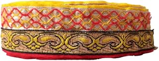 RUKHSI Fashion House Red and Yellow Thread Work Lace for Craft Material, Dupatta,Suits, Lehenga, Saree, Blouses- (9 Meter)
