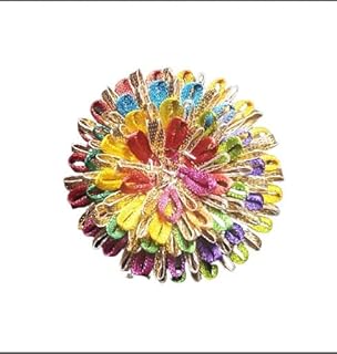 Vardhman Multicolor Gota Patti Lace Flowers for Women Dresses & Saree Border - Pack of 10, Size 6cm, Color Pachrangi - Vibrant and Versatile Embellishments for Ethnic Attire!