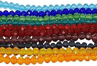 AAASAH? Rondelle 4mm Round Shape Beads Crystal Spacer Beads Wheel Tyre Bead Transit Bead Bracelet Necklace DIY Art Craft & Jewelry Making Multicolor Pack of 100 Pcs