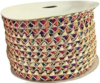 Multicolor laces Samosa Gota Patti Lace Border Material for Dupatta, Bridal Dresses, Saree, Lehengas, Palazzo, Anarkali Suits, Blouses. (Multicolor, 1.5cm Width, Pack of 1, 18M/Roll)