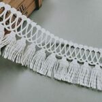 Orient Lace Craft 5 mtr White Lace and Border Material | Decoration Embroidery Tassel Lace Ribbon Fabric for Decor Saree Duppata Top Dress Bridal Party DIY Clothing/Accessory Size 5 cm width x 5 meter length