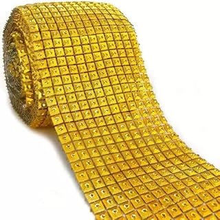 AAASAH? Golden Ribbon Trim Square Lace Borders Craft Material for Dresses, Saree, Blouses Making- Color Golden Pack of 1 Meter