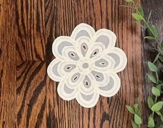212 Main 6 in. Crystal Lace Ecru Round Crochet Doily