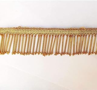 ANIDA LACE Tassels Latkan Hanging Laces Heavy Pipe Border for Dresses 9 Meter (Gold)