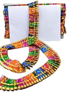 WOVEN LACE & BORDER 2 Line Bandhej Printed and Golden Gota Patti Exclusive Frill for Lehenga, Dupatta, Art & Craft, Singhasan, Ladoo Gopal Poshak | Size: 9 Yards - Dark Multy, 1.5 inch (40mm)