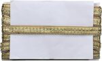Woven Lace 3/4 inch Exclusive Antik Golden & Colored Thread with Moti/Pearl Lace for Baby Choth, Sarees, Lehenga, Blouses, Dupatta, Craft | Size: 9 Yards - Chiku