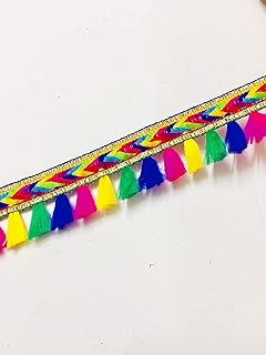 Eerafashionicing 9 mtr Tassels Jute Laces for Dresses, Sarees, Lehenga, Suits, Bags, Decorations, Borders, Craft (Multicolour)