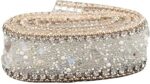 HEEPDD 19.6 x 1inch Crystal Rhinestones Ribbon, DIY Artificial Diamond Bling Wrap Roll Chain Sewing Trim Banding Applique Party Floral Arrangements(#01)