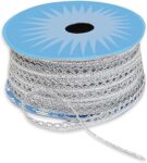 EmbroideryMaterial Shiny Silver zari Trim lace and Borders for Saree, Sewing, Embroidery, Edging, Border, Blouse, Dupatta Border, Lehenga, Kurti etc (17 Meters, 7MM Wide)