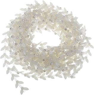 CALANDIS 5 Yards Pearl Beads Chain Ribbon DIY Apparel 15mm Two petaled Flowers