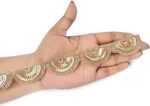 M S ZARIWALA Golden Pankhi Scalping Lace Border - 9 Meter Decorative Trim for Dresses, Craft Projects, Sarees, Suits, Blouses and Home Furnishing Embellishments (Golden)