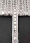 HITARTH ENTERPRISE Mirror Patti Lace Border for Saree, Dress, Dupatta, Lehenga, Bag, Home D?cor & DIY Craft Projects (Trim for Sewing & Decoration) - Silver