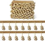 M S ZARIWALA Golden GOTA Ball Melon Beading Latkan Gota Trim Lace Border for Saree, Suit, Dupatta, Lehenga, Blouse, Dress Designing, Embellishment, Outlining, Craftworks & Decoration (3 Meters)