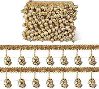 M S ZARIWALA Golden GOTA Ball Melon Beading Latkan Gota Trim Lace Border for Saree, Suit, Dupatta, Lehenga, Blouse, Dress Designing, Embellishment, Outlining, Craftworks & Decoration (3 Meters)
