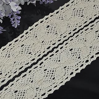 Generic 5 Yard Long Vintage Cotton Beige Crochet Scallop Pattern Lace Trim DIY Embroidered Sewing Stretch Border Trim L103