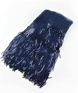 PREMDAS LACES Colorful Sequin Tassel Lace Trim Ribbon Fringe Diy Handmade Dance Performance Clothing Decoration Accessorie(3Mtr)(Navy Blue)