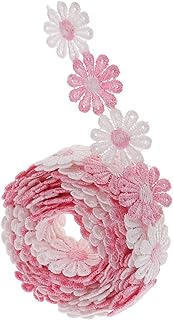 LOOM TREE® Daisy Flowers Trim Ribbon DIY Sewing Crafts Lace Trimmings Pink White| Multi-Purpose Craft Supplies | Crafting Pieces | Ribbon