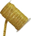 Shimmer Glitter Dori Ribbon Designer Lace Border for Dupatta, Saree, Lehenga, Plazo, Suit, Dress, Frock, Blouse, Craftwork, Kurti, Anarkali (Pack 9 Meters) {Color-Golden}