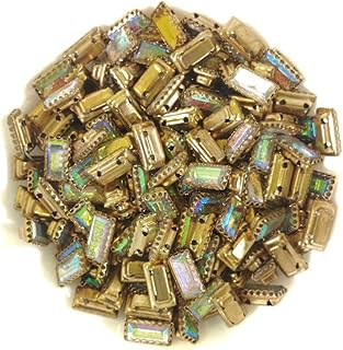 LECRAFT Jewellery Making Sew On Rhinestone/Clipstone Rectangular 5*10 Retangal (White Multi)