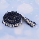 GLAADON 1 Yard Pearl Beaded Ribbon Lace Trim Sewing On Clothing Decoration Dark Blue