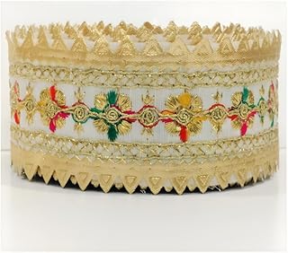 Balar Laces Borders Material Golden zari and Cotton Multi Color Thread Work Sewing Embroidery Design for Women's Sarees Lehengas Dupattas Choli Suits and Home Decorations Craft .9mtr