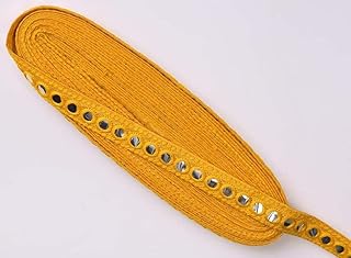 Pritam Mirror Patti lace Border for Saree, Dress, Dupatta, gaun, Bag, Decoration and DIY Craft Project ext. (Yellow)