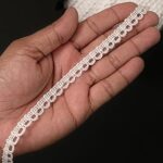 EmbroideryMaterial White Soft Cotton Trim Lace with Swirl Floral Pattern Laces and Borders Material for Saree Border, Suit, Kurta, Dupatta, Blouse, Gown, Lehenga & Neckline (140 Meters, 0.7 CM Wide)