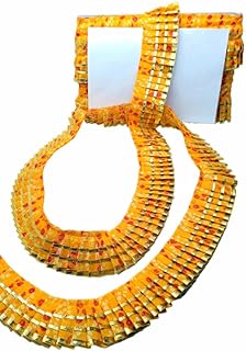 WOVEN LACE & BORDER Bandhej Printed and Golden Gota Patti Exclusive Frill for Ladoo Gopal Poshak, Saree, Lehenga, Dupatta, DIY Art & Craft | Size: 9 Yards - Yellow, 2 inch (50mm)
