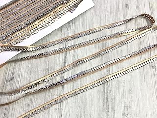 Anida Golden Fabric Trim with Real Mirrors, Embroidered Saree Border-Silk Sari Fabric-Dupatta Silk Ribbon-Indian Table Runner-Lehenga 9meter (Gold)