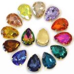Diy Crafts 15256 Color Glass Sew on Rhinestones With Claw Drop Crystal Sew on Claw Rhinestone Glitter Stones, Pack of 40 40x1, 8x13mm (Gold)